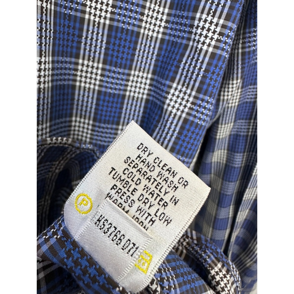 Bugatchi Shaped Fit Plaid Button Down Shirt Blue White Men's Size Large Cotton - Picture 8 of 10